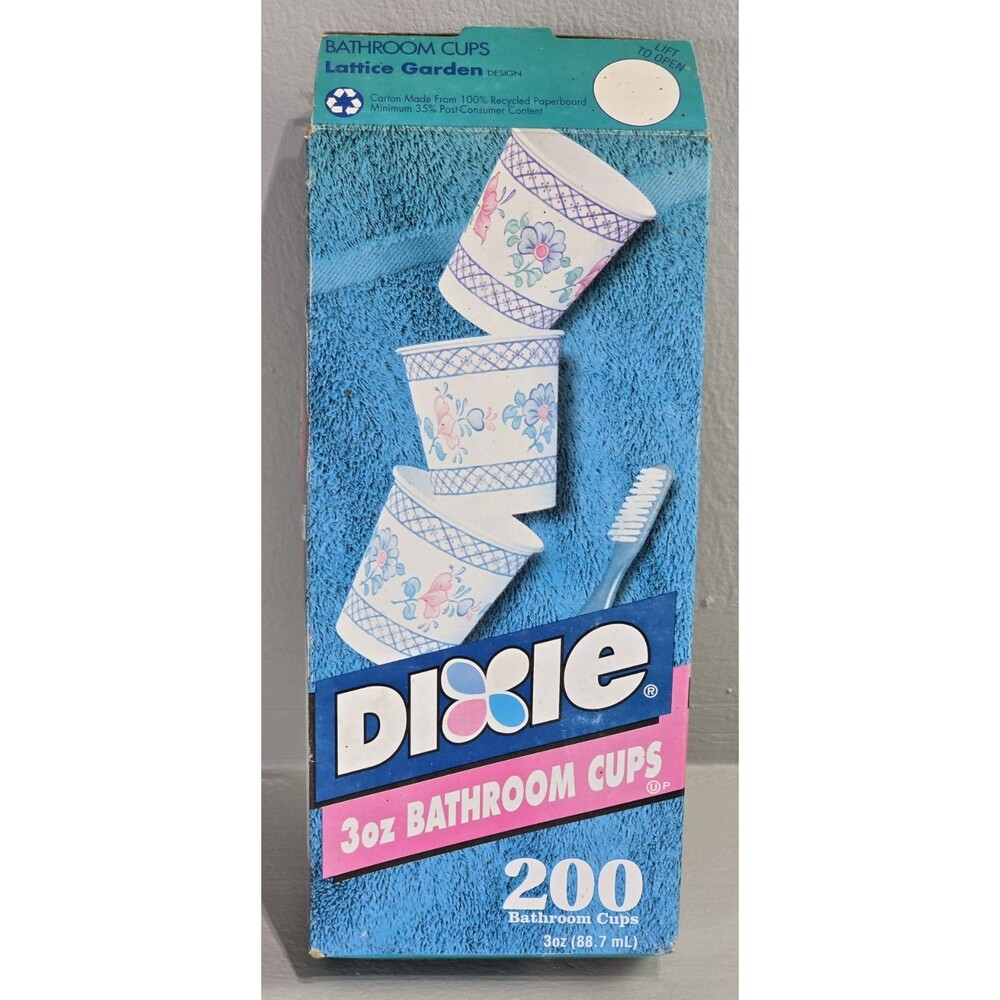 Vintage 80s Dixie Bathroom Cups Lattice Garden Design 200ct Boxed Opened Unused
